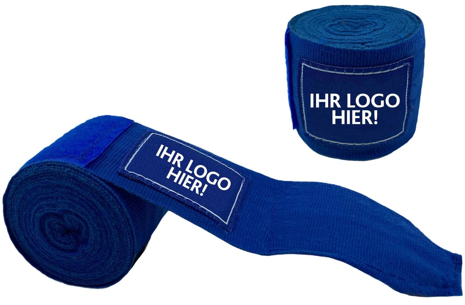 Boxbandagen, Länge 450 cm, blau, mit individuellem Logo Boxbandagen, Länge 450 cm, blau, mit individuellem Logo