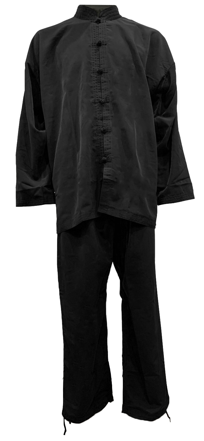 Tai Chi Anzug Kunstseide, schwarz 160 Tai Chi Anzug Kunstseide, schwarz 160