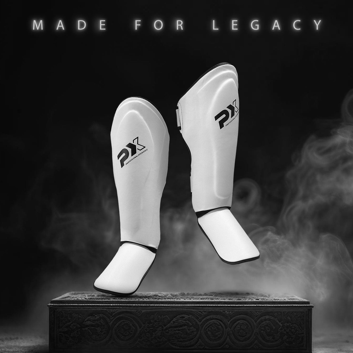 PX Shin-instep guard FIGHT PRO white-black L