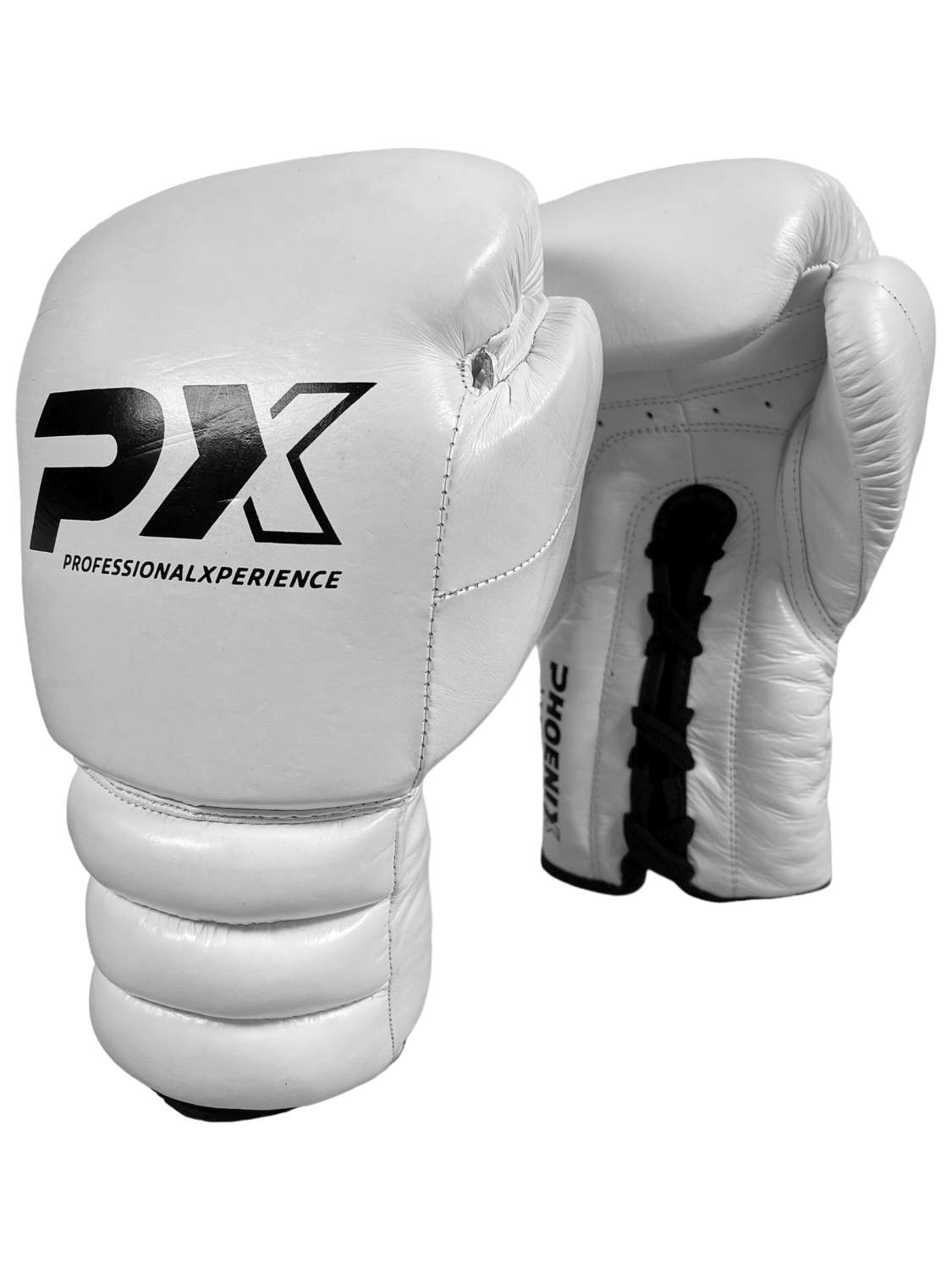 PX Wettkampf Boxhandschuhe Leder weiß 16oz