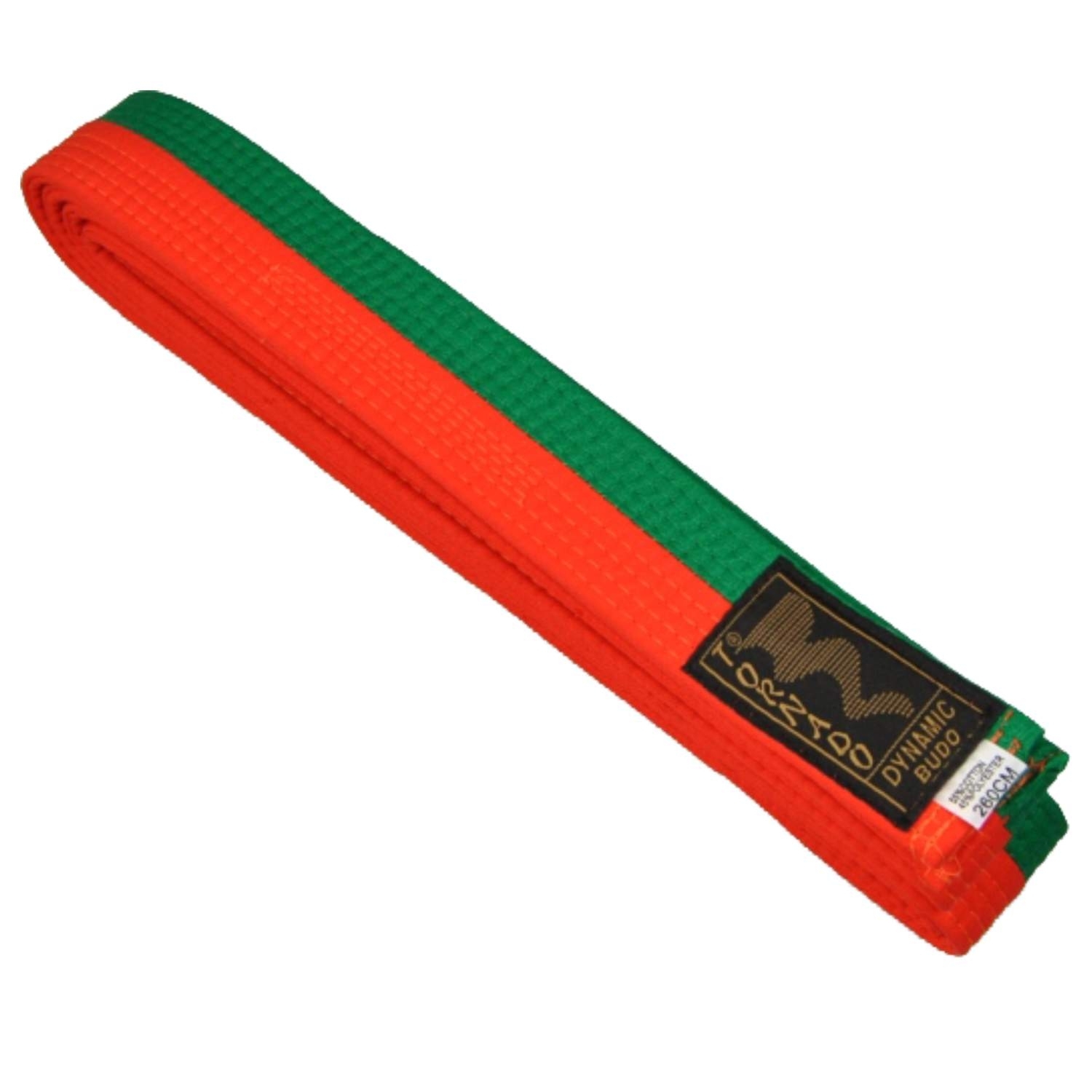 Budogürtel orange-grün mittig geteilt 260 cm Budogürtel orange-grün mittig geteilt 260 cm