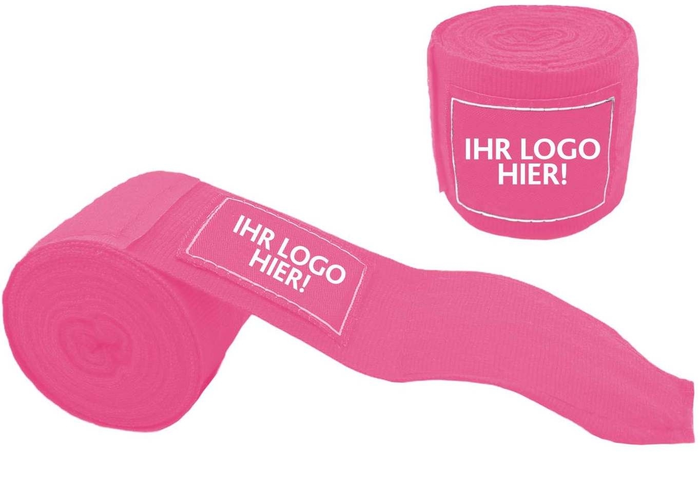 Boxbandagen, Länge 350 cm, pink, mit individuellem Logo