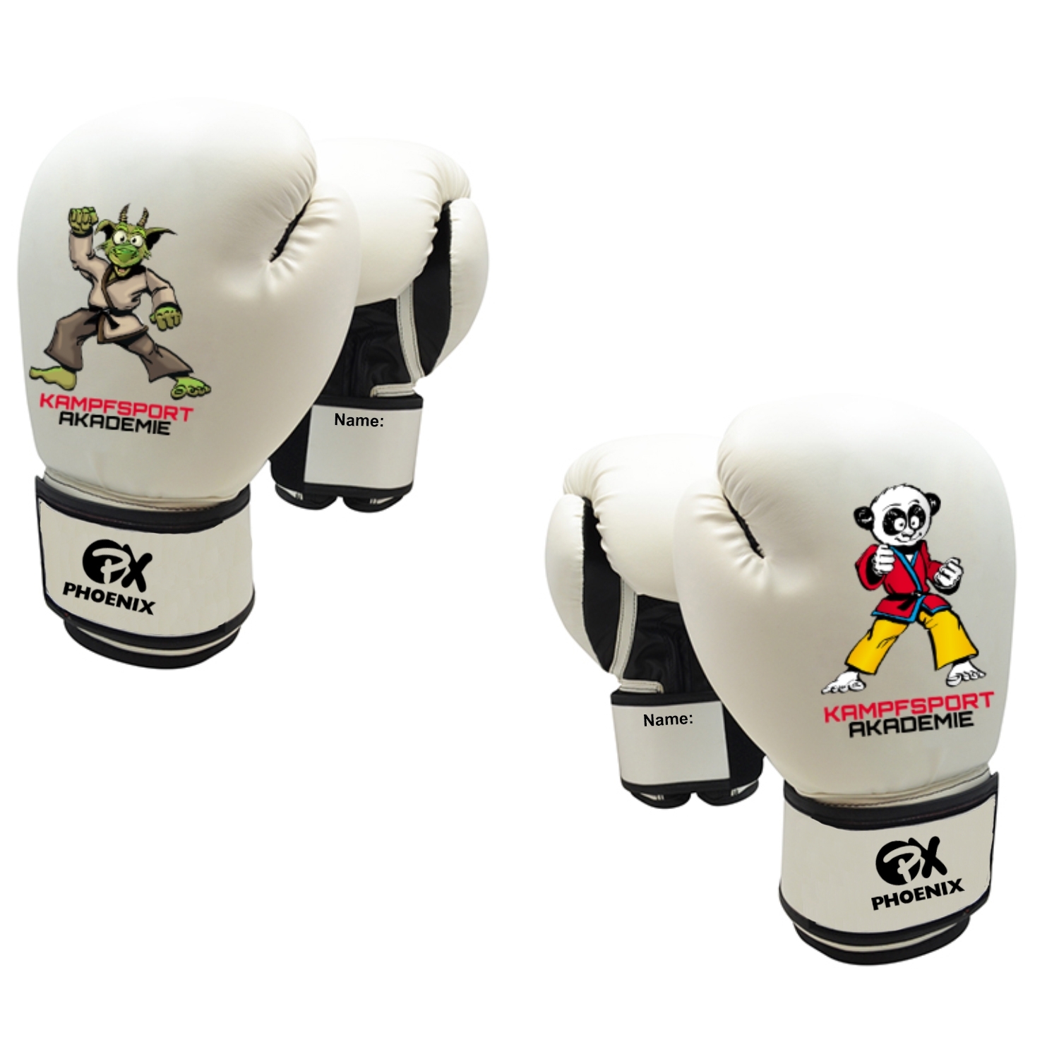 KA Kinderboxandschuh Drache und Panda 6 Oz, weiß, Preis auf Anfrage! KA Kinderboxandschuh Drache und Panda 6 Oz, weiß, Preis auf Anfrage!