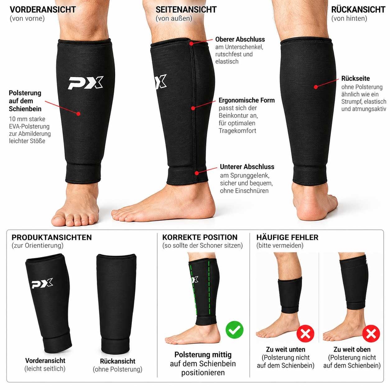 PX Shinpads, COMFORT black, size XL
