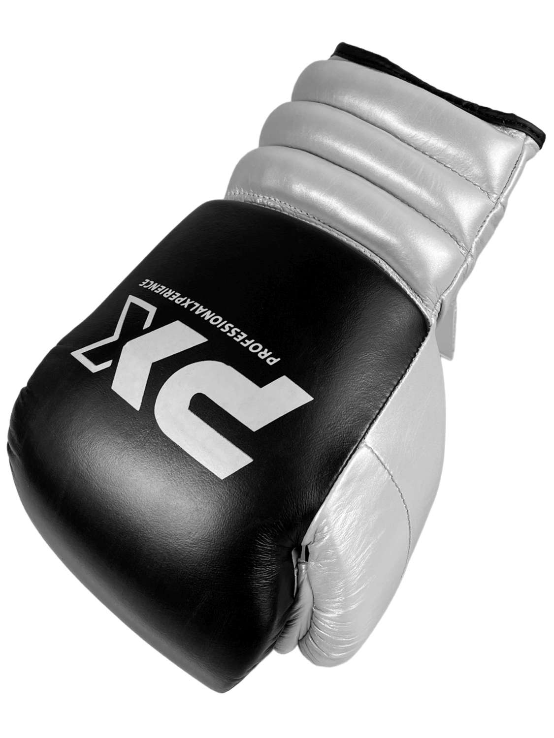 PX competition boxing gloves leather black-silver 16oz