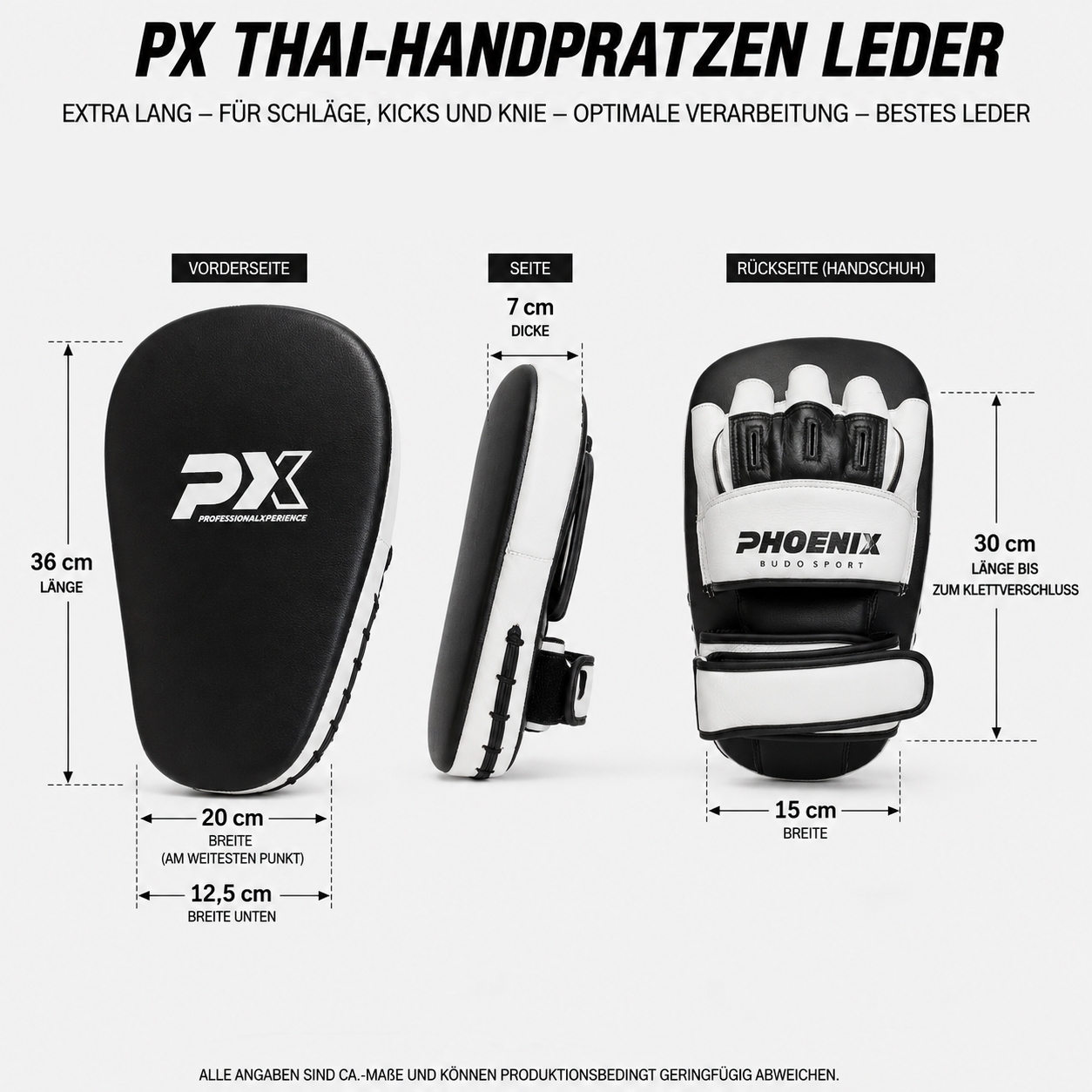 PX Pratze, Leder, Paar, schwarz-weiß PX Pratze, Leder, Paar, schwarz-weiß