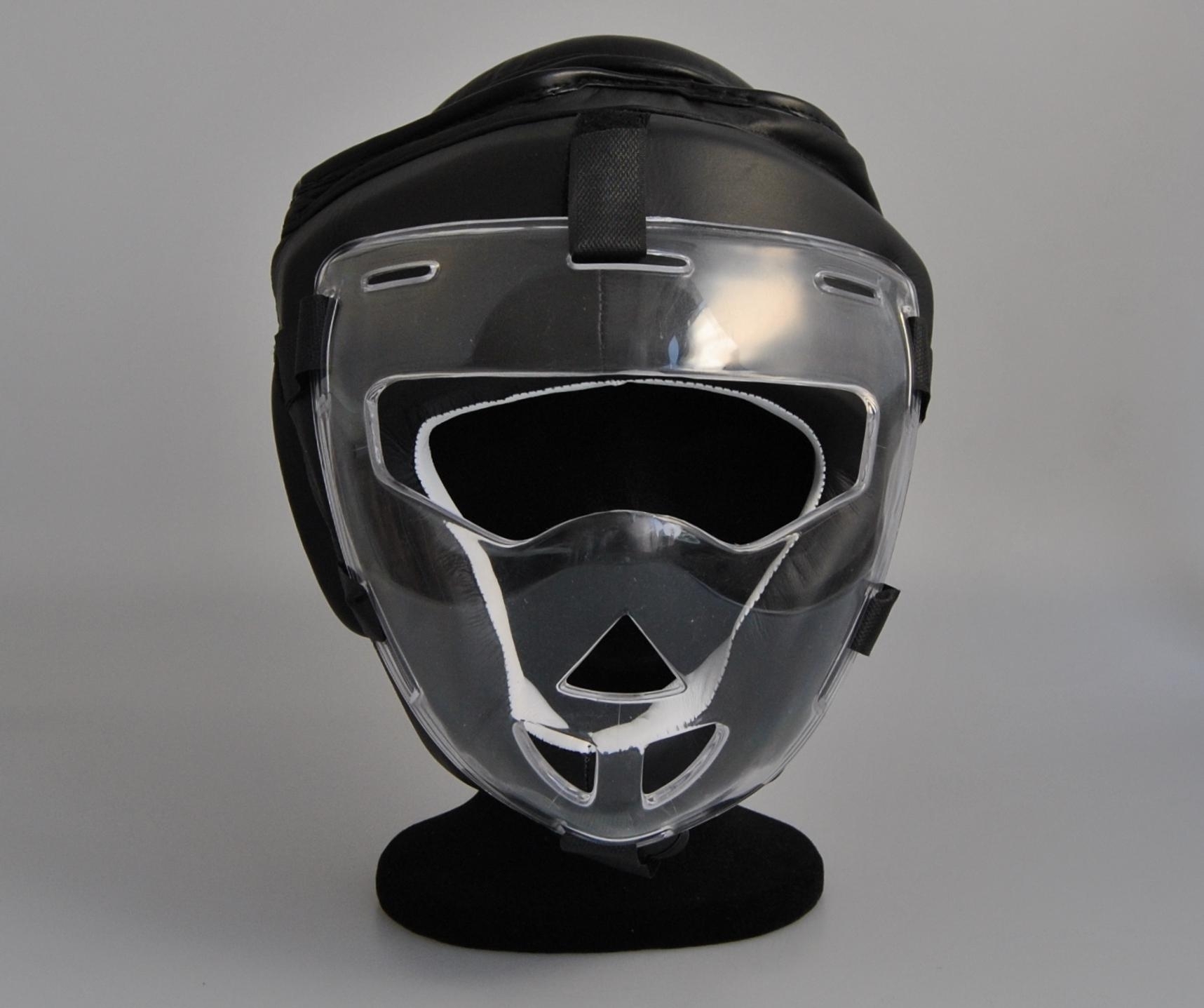 Headguard cowhide black, glass visor, size M Headguard cowhide black, glass visor, size M