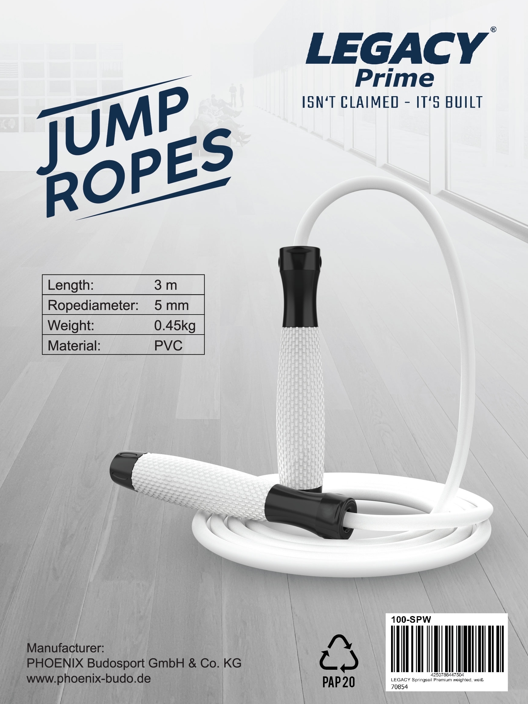LEGACY Prime Jump Rope- weighted, white LEGACY Prime Jump Rope- weighted, white