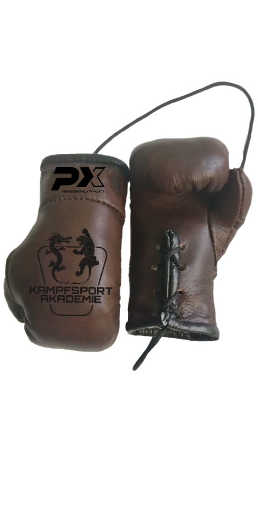 Paar Miniboxhandschuhe aus echtem Leder im "Used" Look, braun