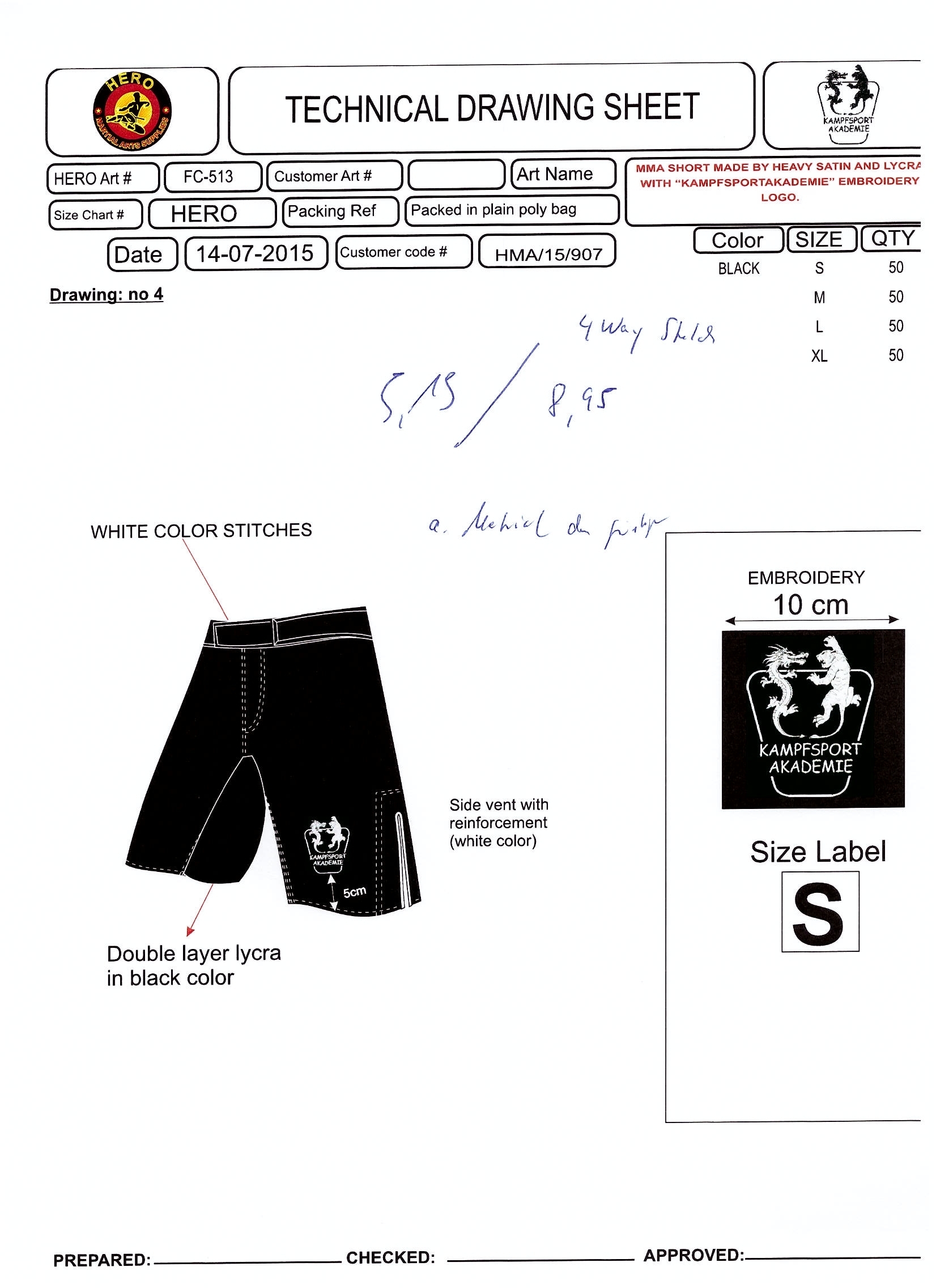 MMA Shorts schwarz mit Bestickung S, Preis auf Anfrage! MMA Shorts schwarz mit Bestickung S, Preis auf Anfrage!