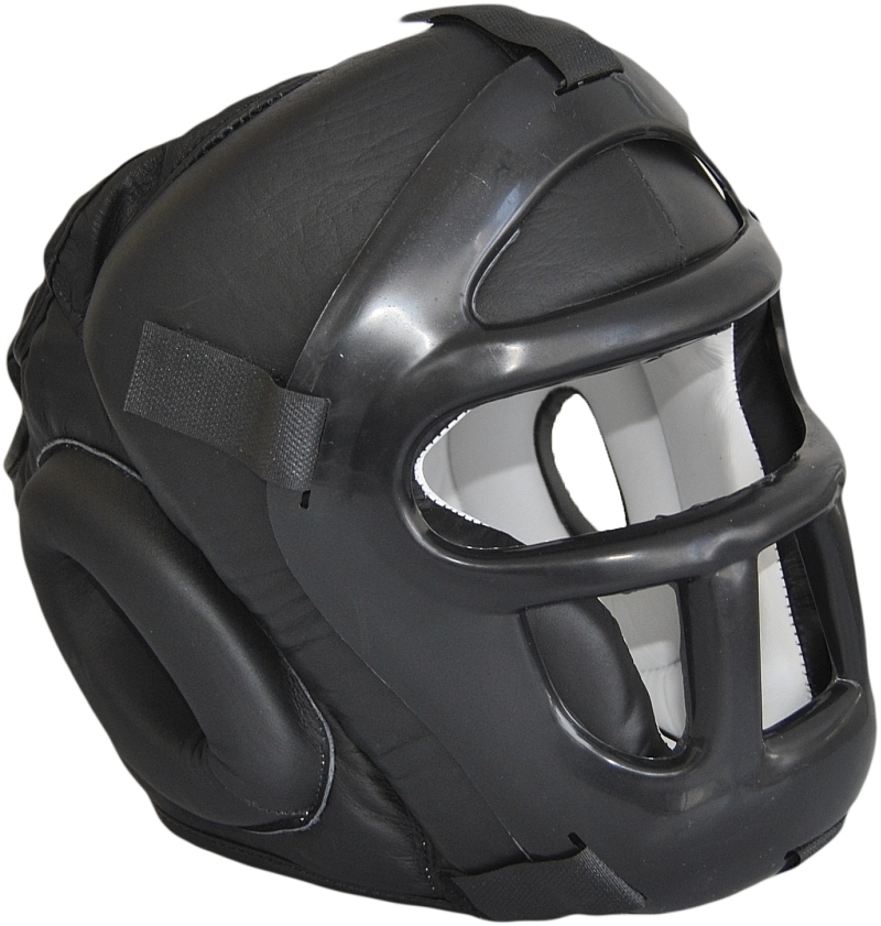 Headguard cowhide, black, plastic grill, size M