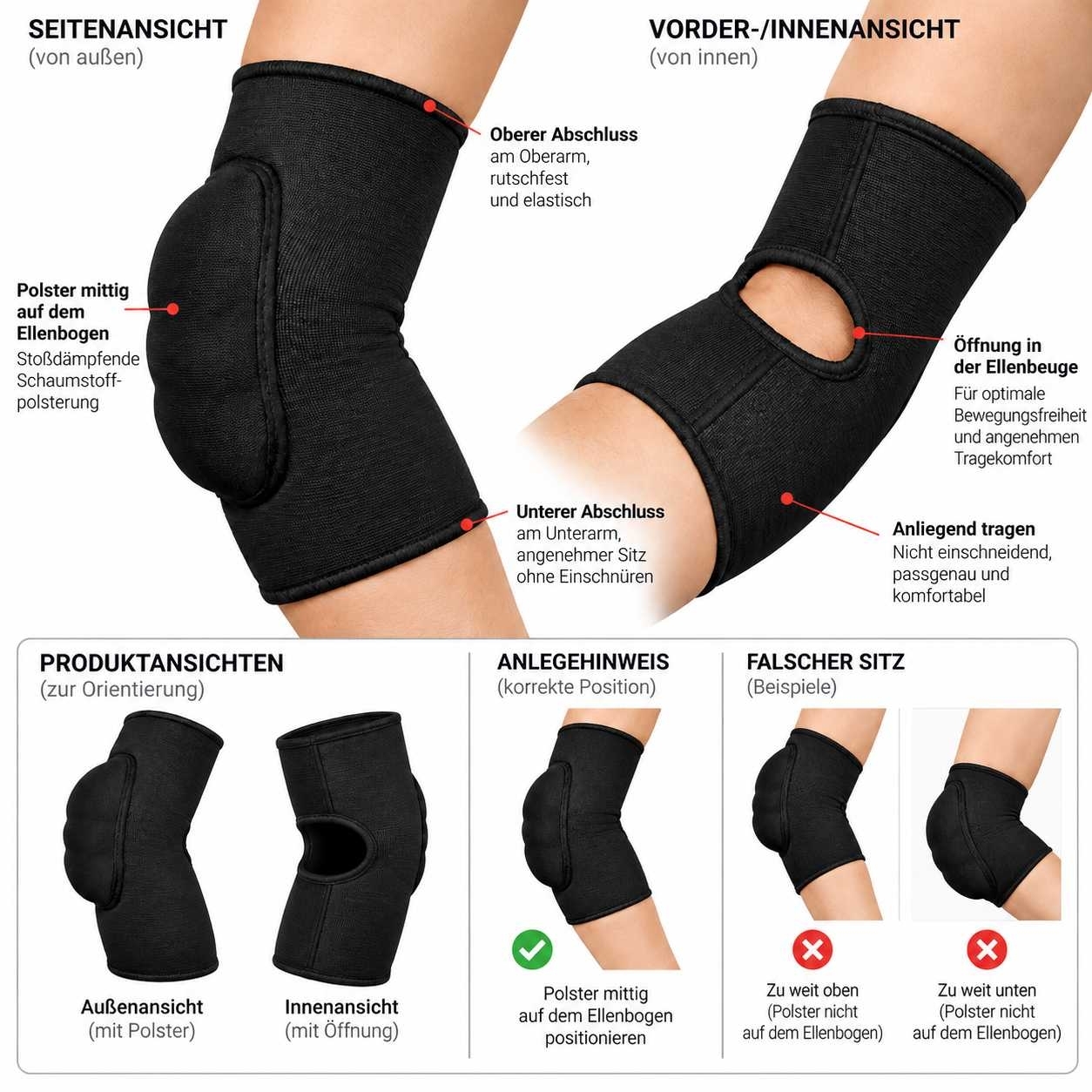 Ellenbogenschoner-Bandage schwarz Gr Senior Ellenbogenschoner-Bandage schwarz Gr Senior