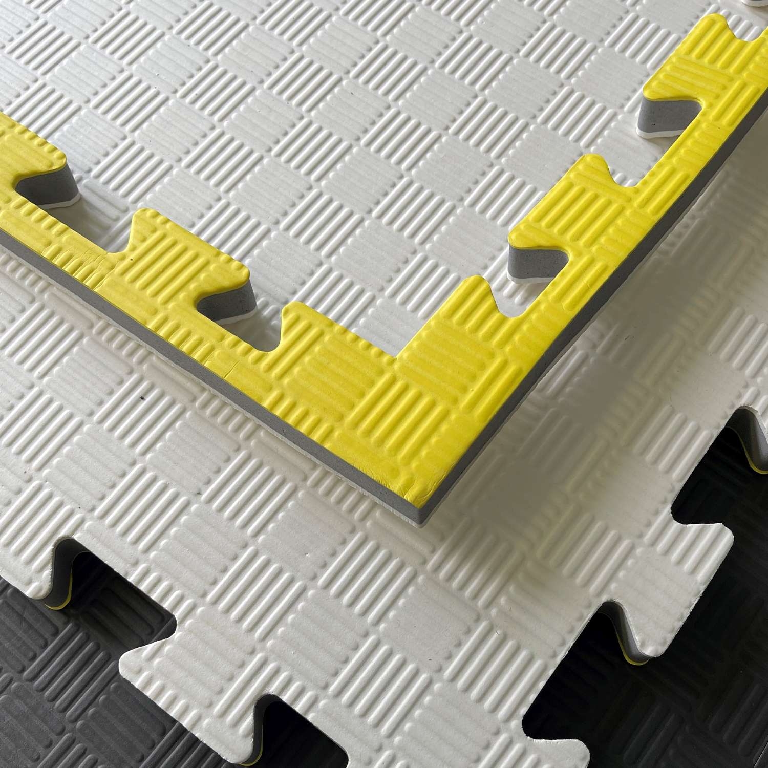 Kampfsportmatten weiß/ gelb 100x100x2cm