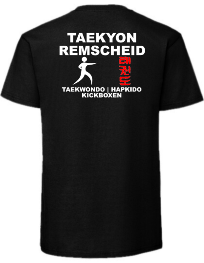 T-Shirt F185 Schwarz 4XL mit Patch auf Brust & Rückenflock