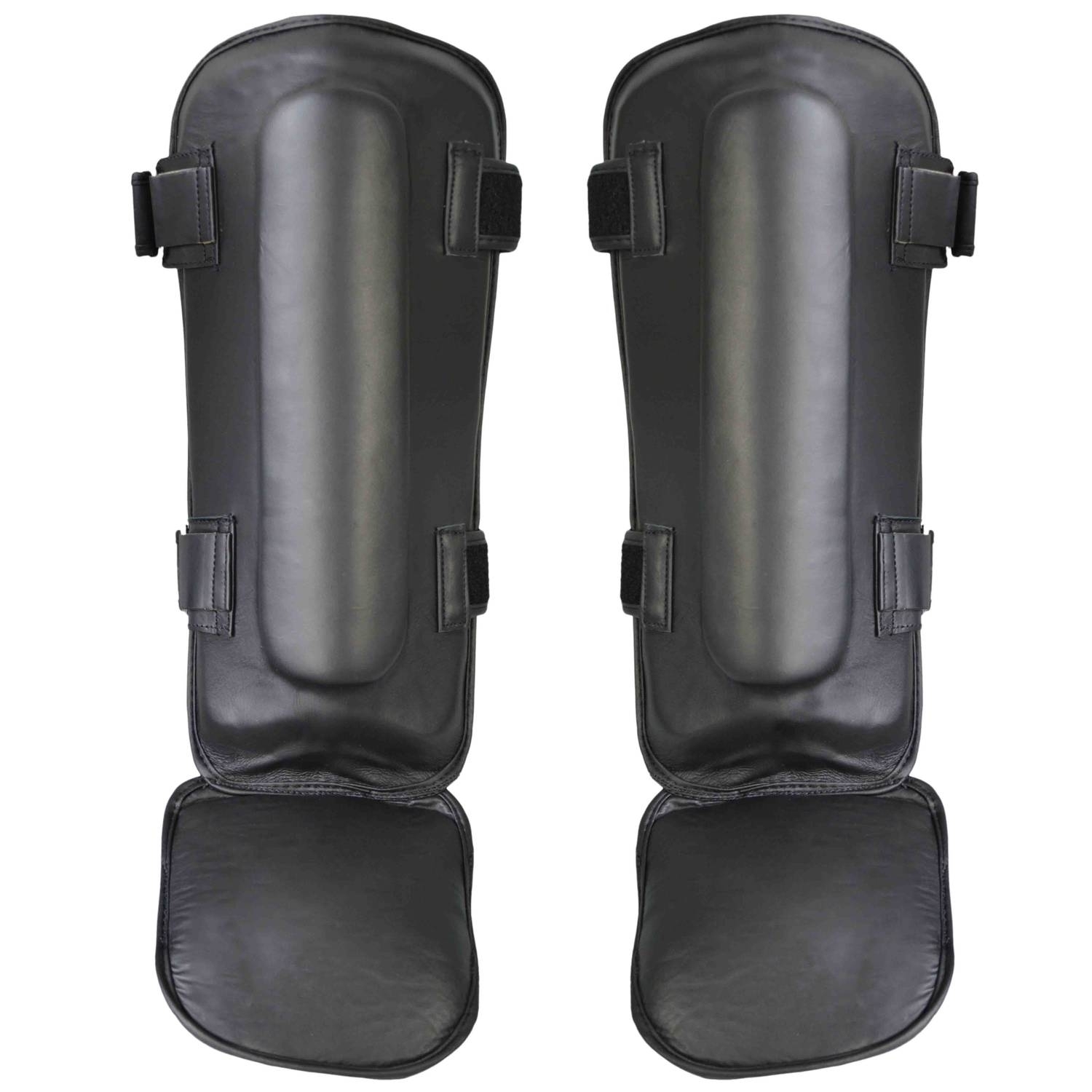 Shin-instep guard black, fine leather size XXS