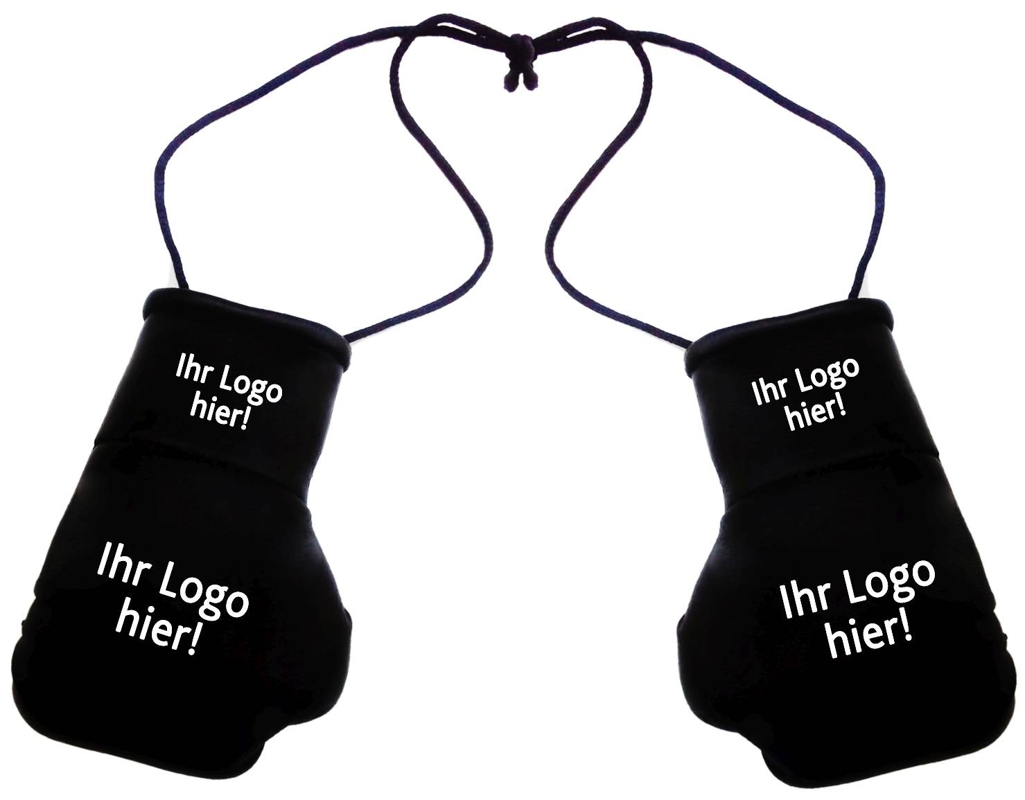 Pair of Mini Boxing Gloves with laces, black, printed