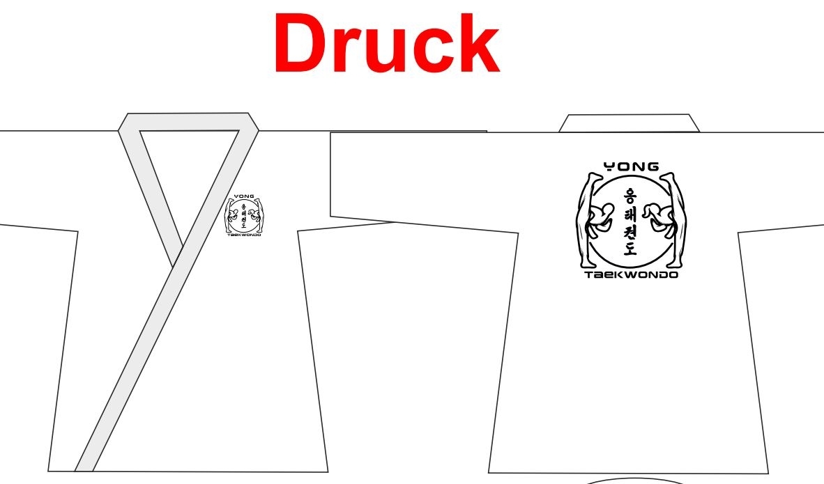Yong Taekwondo Logo Druck an 3 Positionen