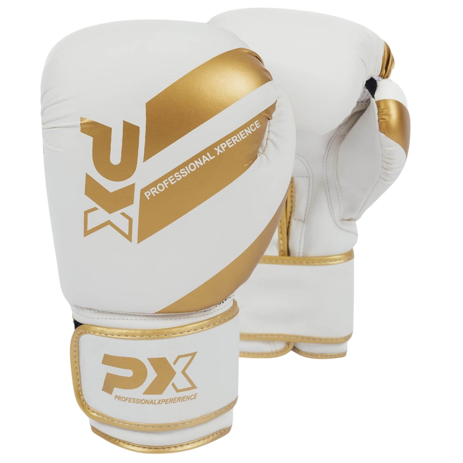 PX Boxhandschuhe, Kunstleder, weiß-gold, 8oz