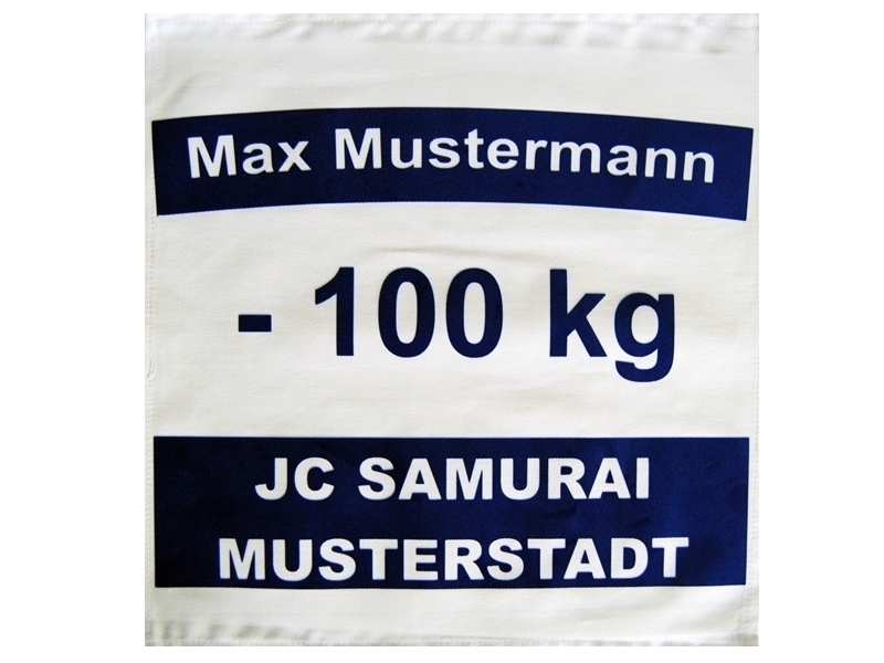 Judogi-Rückenschild blau-weiß