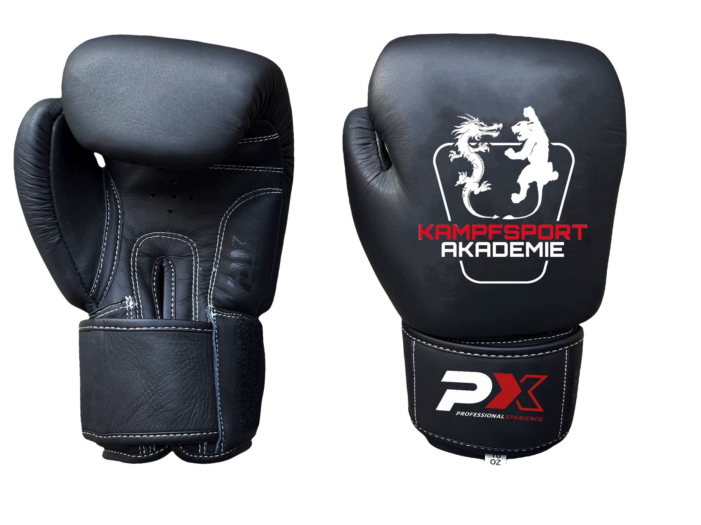 Boxhandschuhe "Kampfsport Akademie" 12 Oz, schwarz, Kunstleder