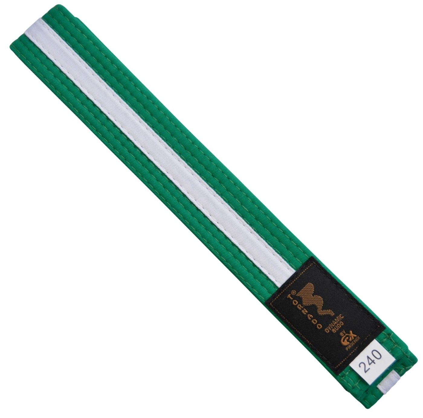 2-colour belt, green- white stripe 240cm