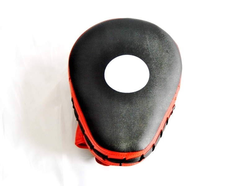 Focus mitt, curved, leather, red+black