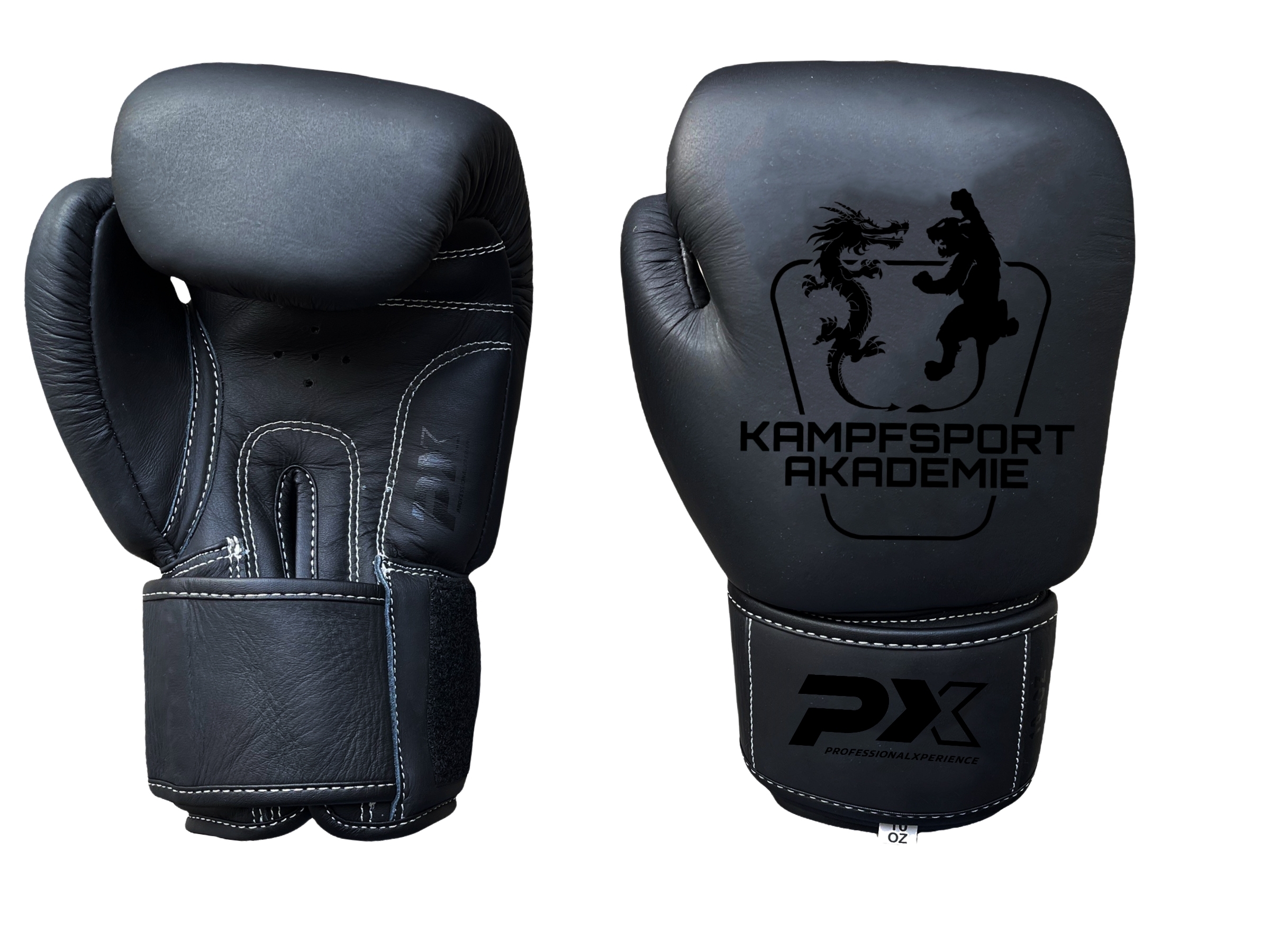 Boxhandschuhe "Kampfsport Akademie" 16 Oz, schwarz, Leder, Preis auf Anfrage!