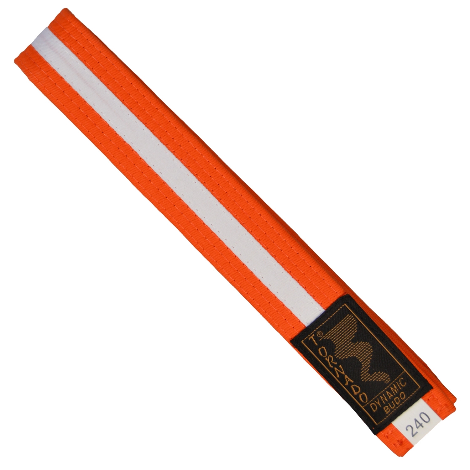 2-colour belt, orange- white stripe 260cm