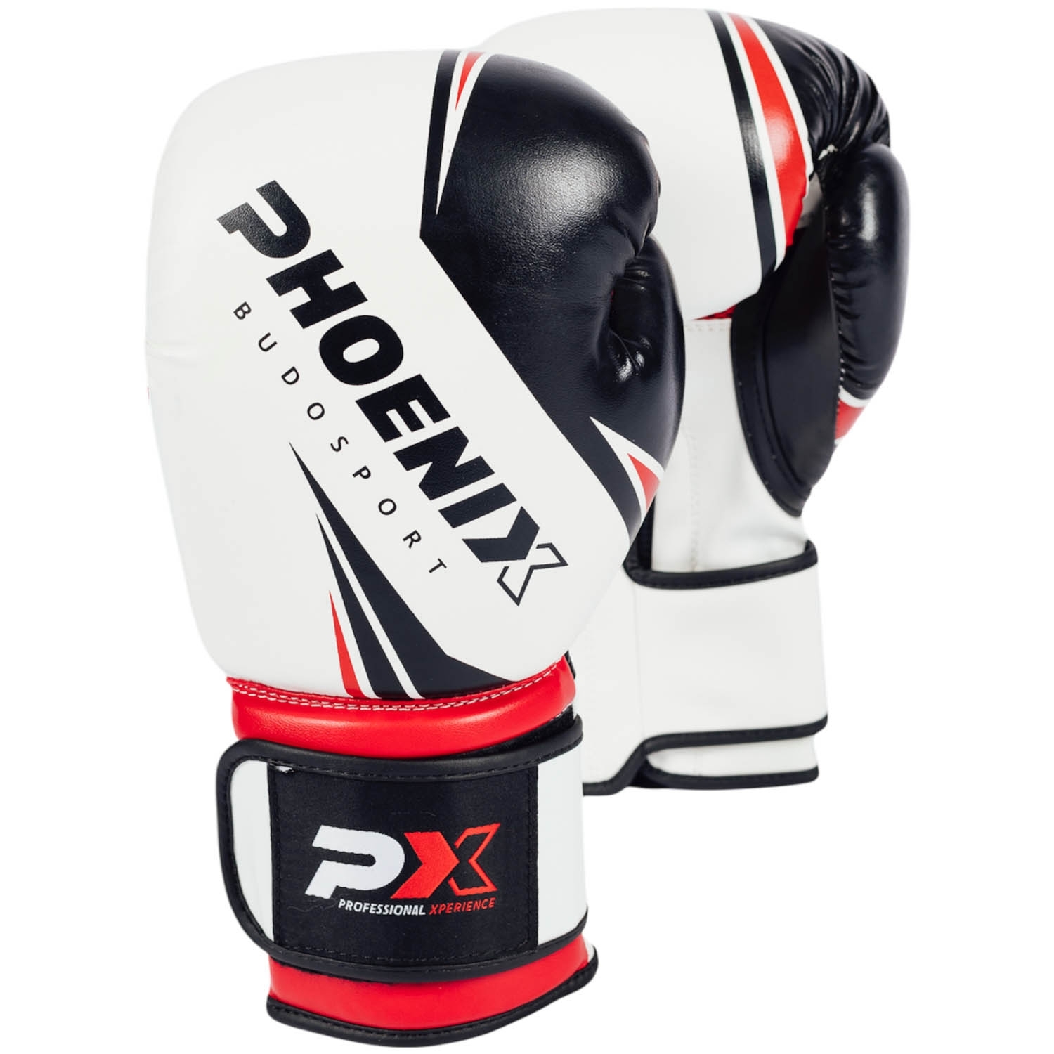 PX Boxhandschuhe, Kunstleder, weiß-schwarz-rot, 10oz PX Boxhandschuhe, Kunstleder, weiß-schwarz-rot, 10oz