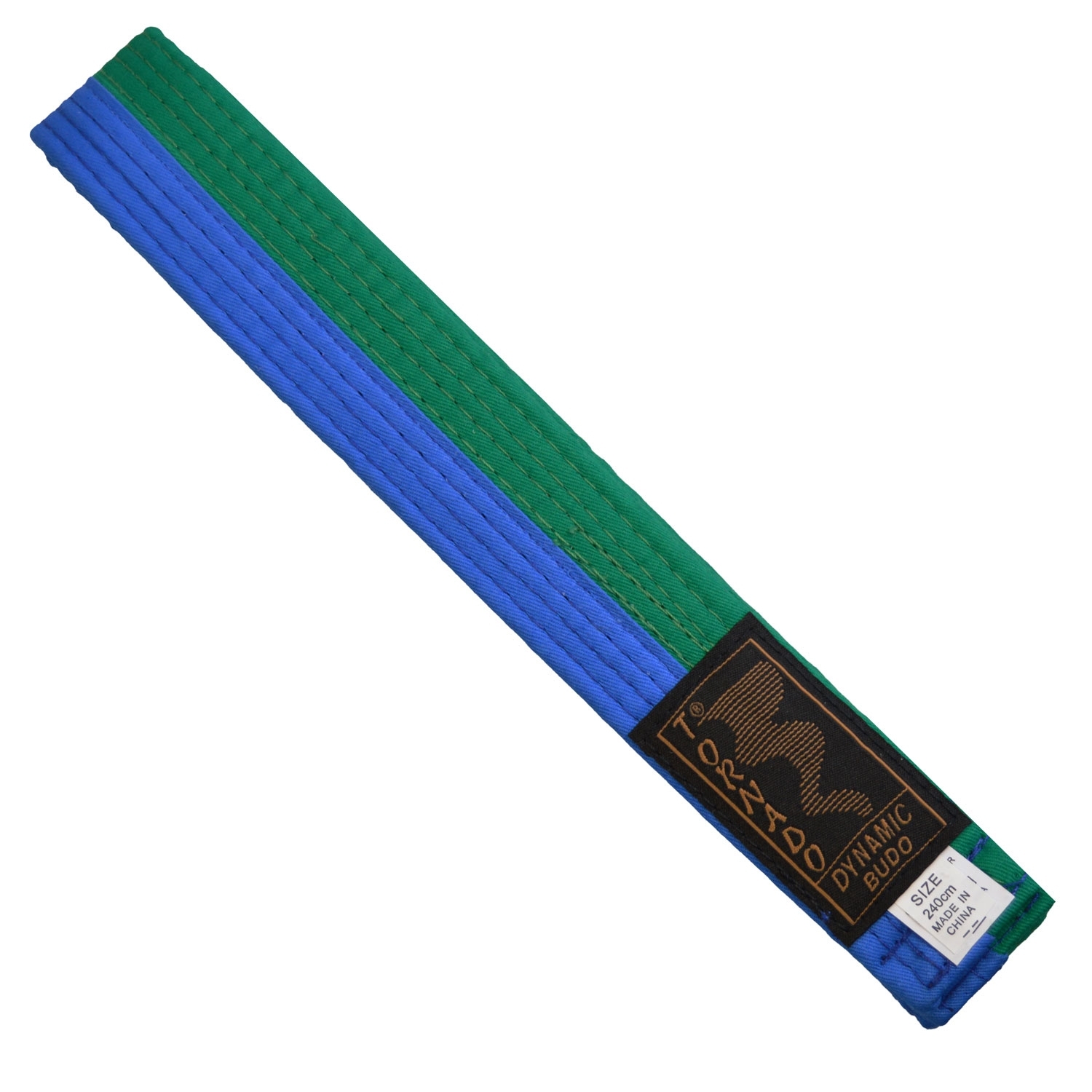 Budogürtel grün-blau mittig geteilt, 220cm Budogürtel grün-blau mittig geteilt, 220cm