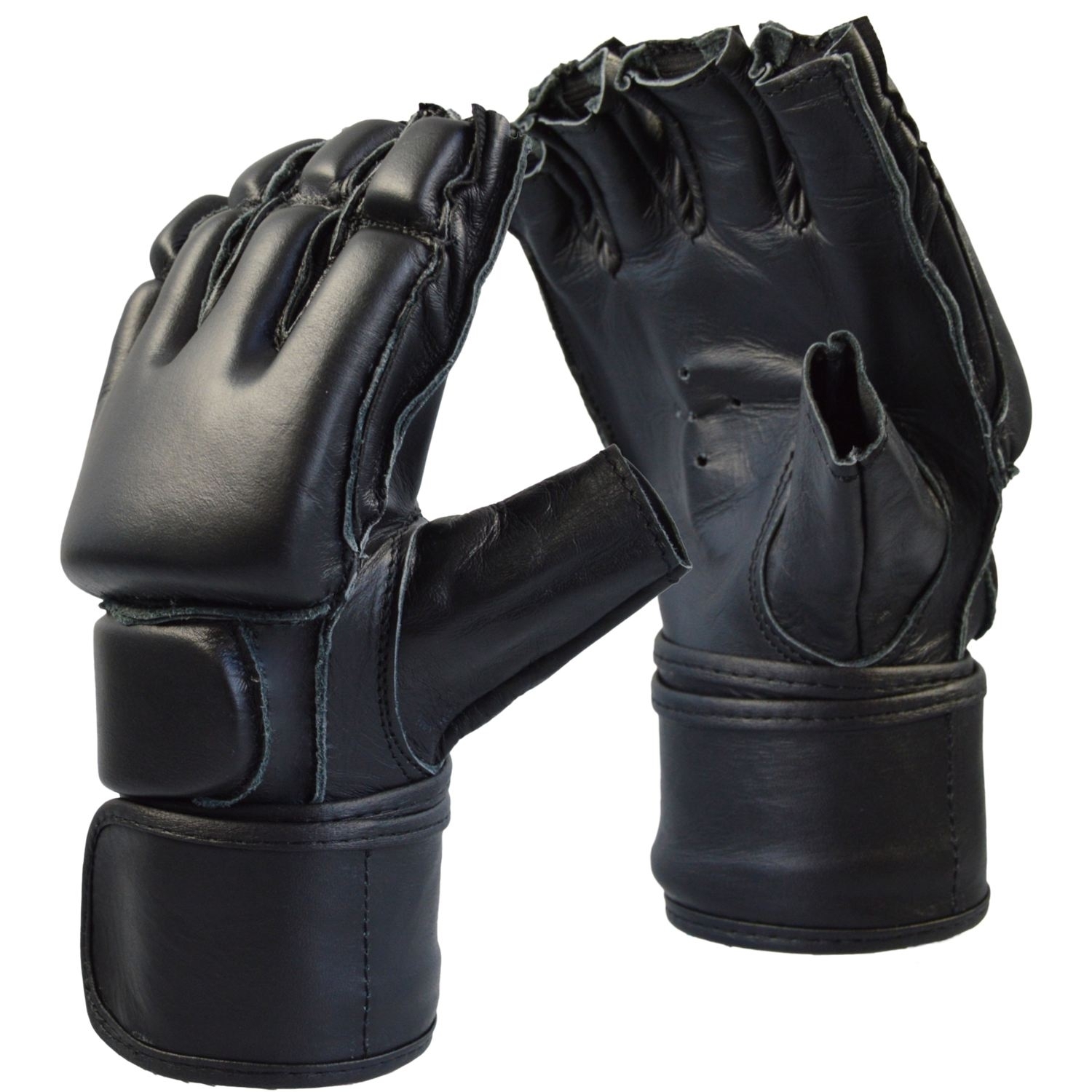 Free fighting gloves, black, leather, size M Free fighting gloves, black, leather, size M