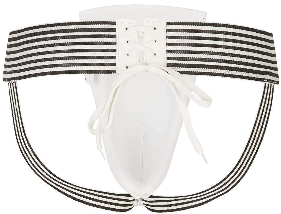 PX Male groinguard, white PU, size M