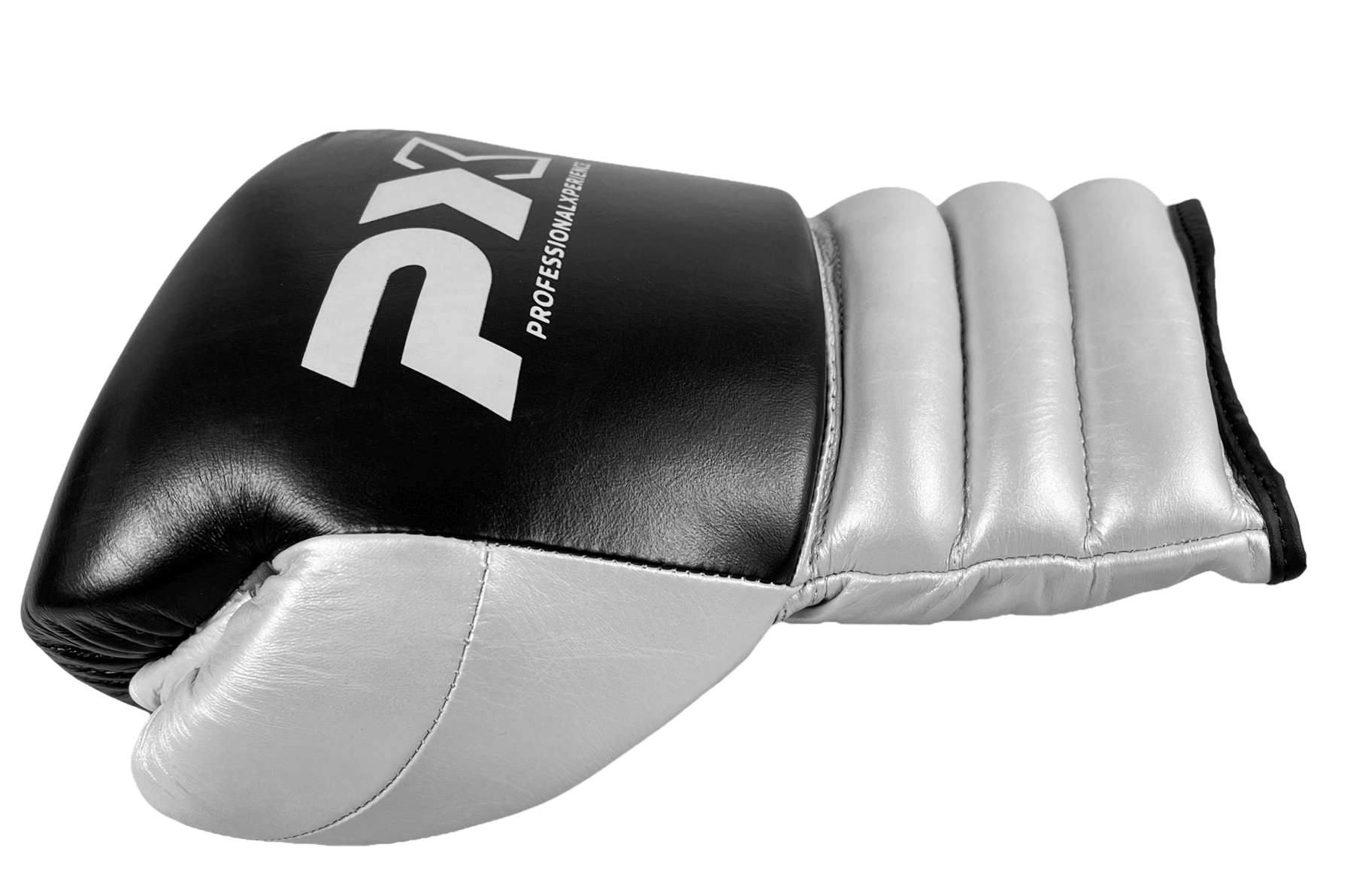 PX competition boxing gloves leather black-silver 10oz