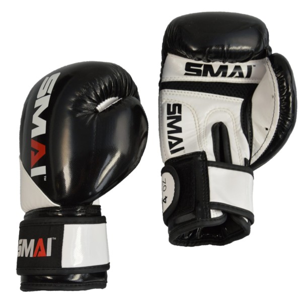 SMAI Kids PU boxing gloves, black-white