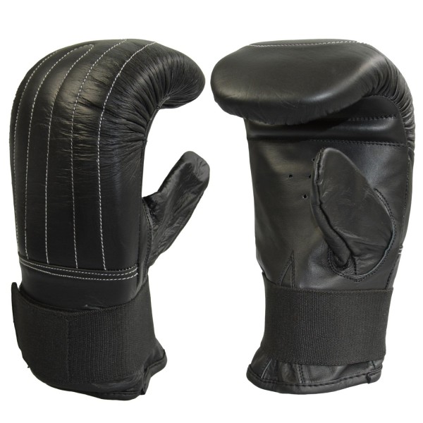 Bag gloves cowhide, full round elastic, black