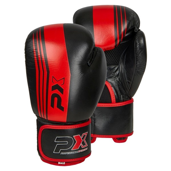 PX Boxhandschuhe schwarz-rot Leder 8oz