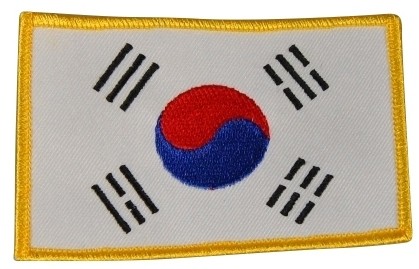 Stickabzeichen korean Flagge ca 10x6,5 cm