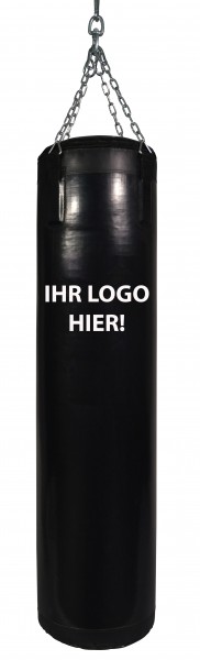 Boxsack mit Logo-Druck, schwarz, gefüllt