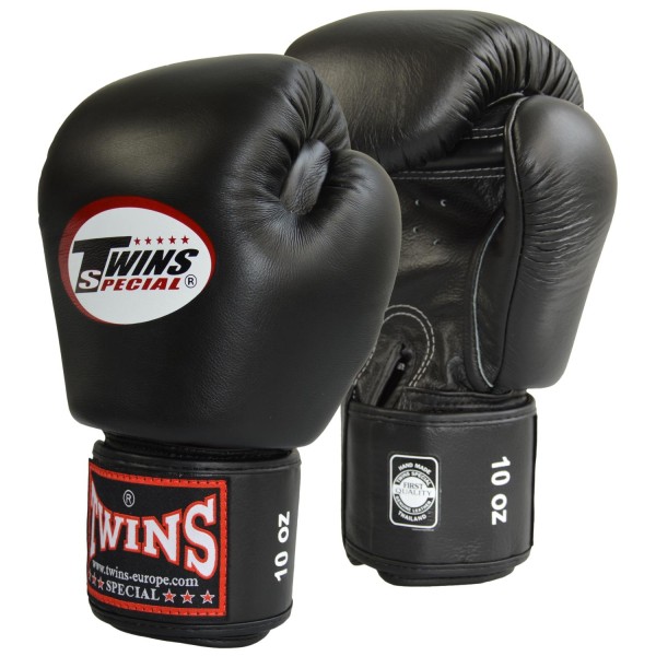 TWINS boxing gloves, genuine leather, black