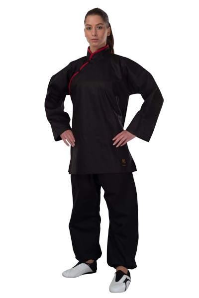 Kung Fu Jacket, black, red collar trim