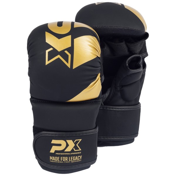 PX MMA Handschutz Leder, schwarz-gold