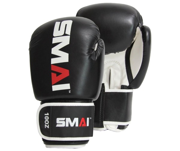 SMAI PU Boxhandschuhe, schwarz-weiß, 8oz
