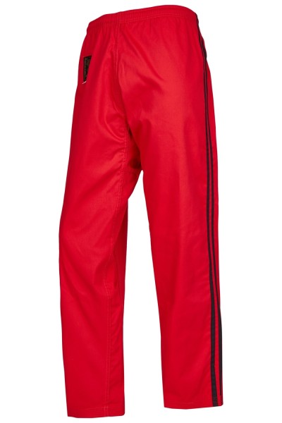 training pants P/C, red w 2 black stripes