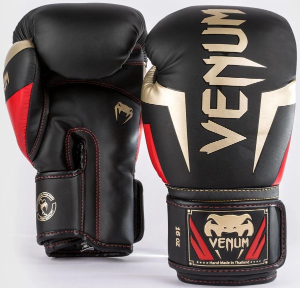Venum Elite Gloves - Black/ Gold/ Red
