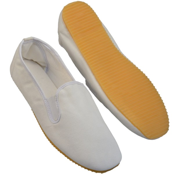 Kung fu shoes, white upper, rubber sole