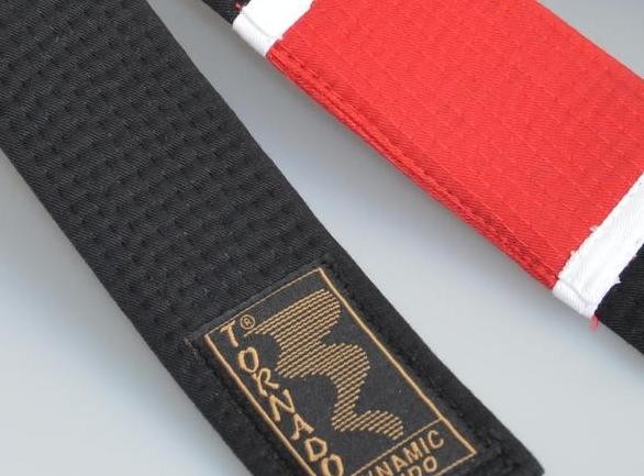 BJJ Belt, black, with red bar