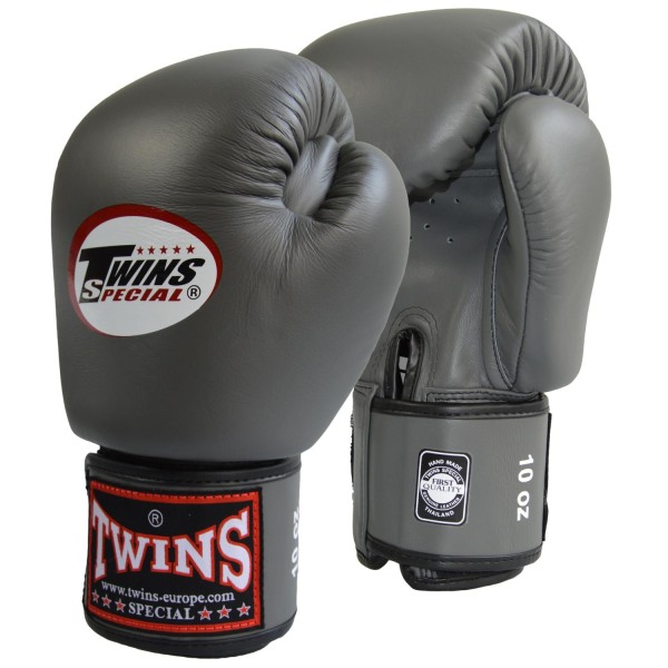 TWINS boxing gloves, genuine leather, grey