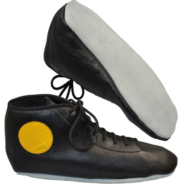 Sambo shoes, black leather, white sole