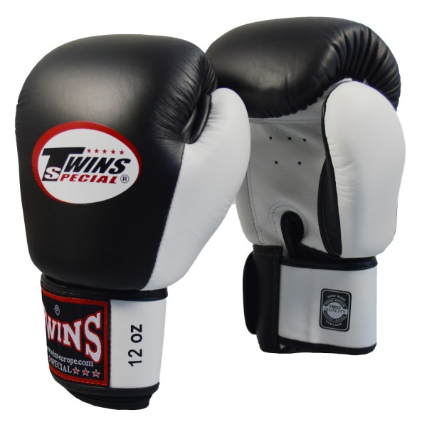 TWINS boxing gloves, leather, black-white